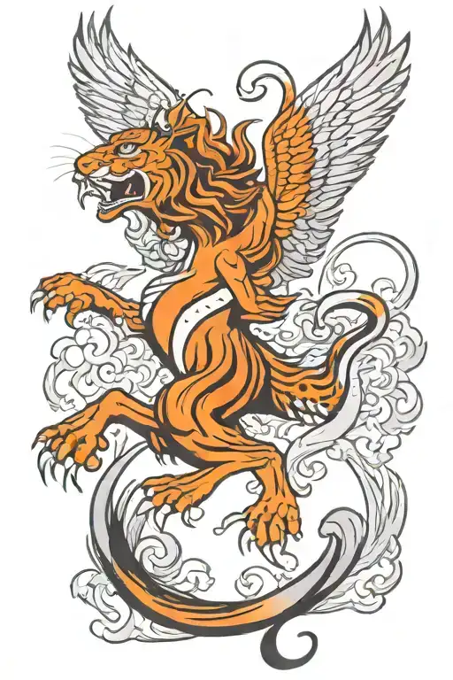Man Tiger Phoenix Rising From The Ashes