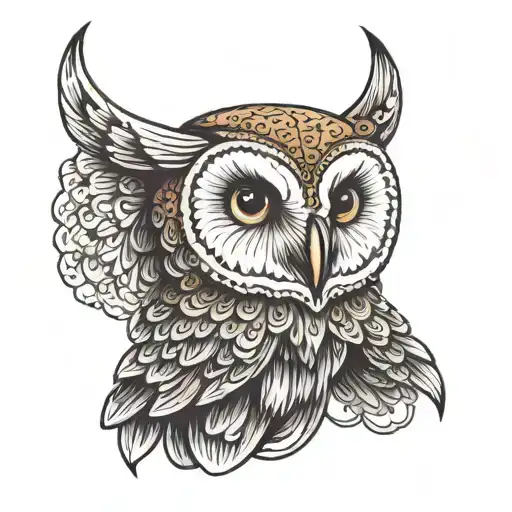 Barn Owl Sitting On Bull Head