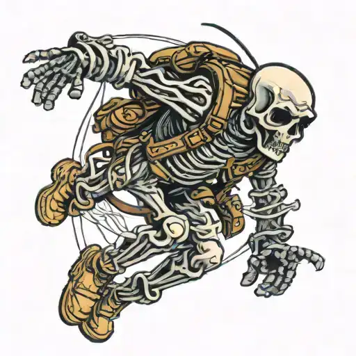 Skeleton Paratrooper Jumping