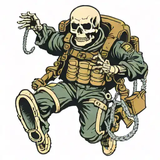 Skeleton Paratrooper Jumping