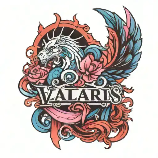 The Word Valaris In Pink And Blue And Red And Black