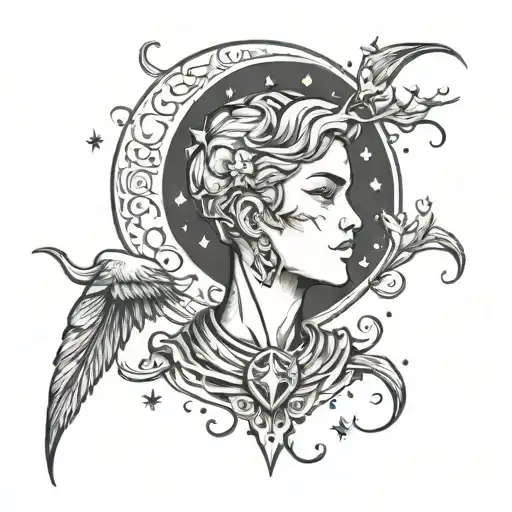 Cresent Moon With A Boy