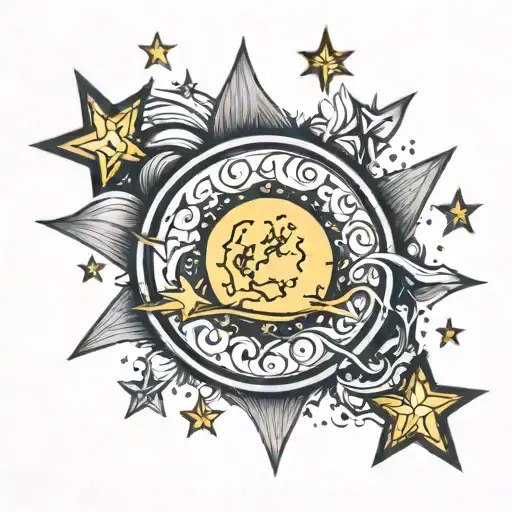 Moon Surrounded By Stars