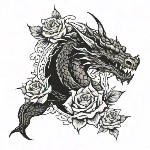 Dragon And Roses