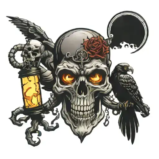 Skull Scorpion Candle Crow Lantern Horror