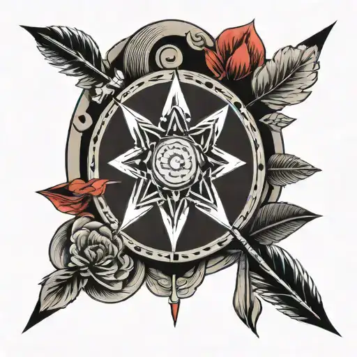 6 Arrows In Circle Shape With Elements