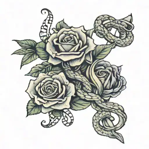 Caduceus With The Snakes Replaced With Rose Intertwined