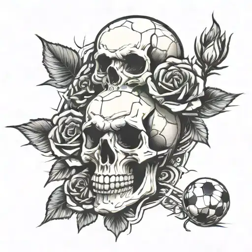 Soccer And Skull And Roses Lined