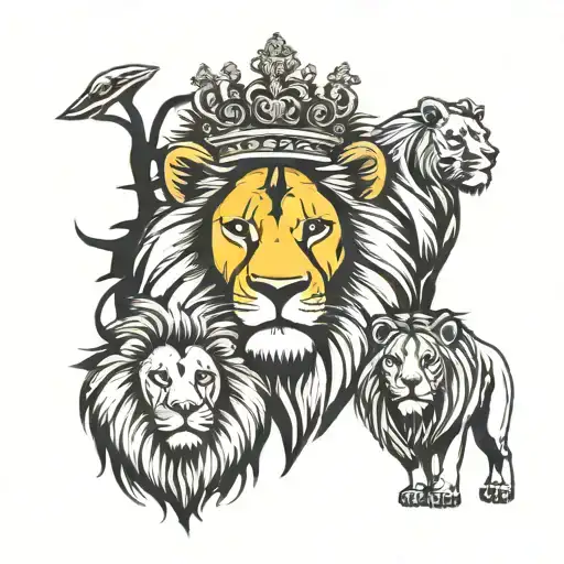 Lion Of Judah And Family Of 4
