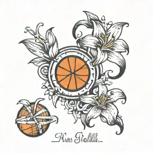 Tiger Lily Flowers With Small Basketball And Football With Autism Puzzle Piece Heart