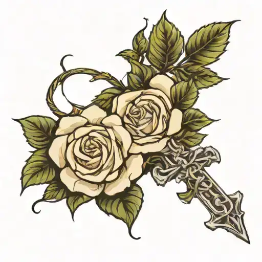 White Rose On Cross