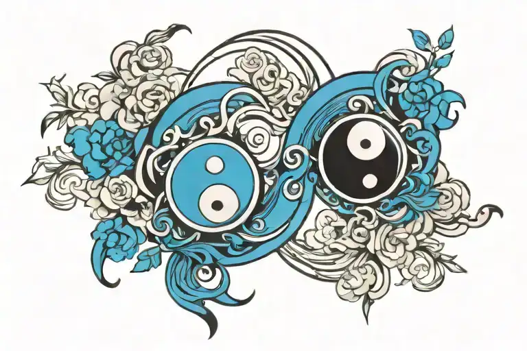 Ying Yang Blue And Black