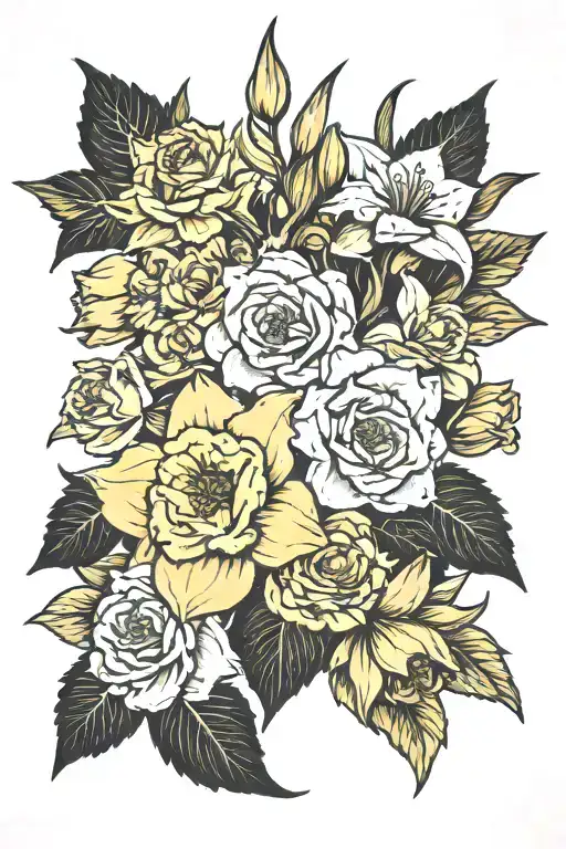 Carnation Daffodil Rose Larkspur Flower Bouquet