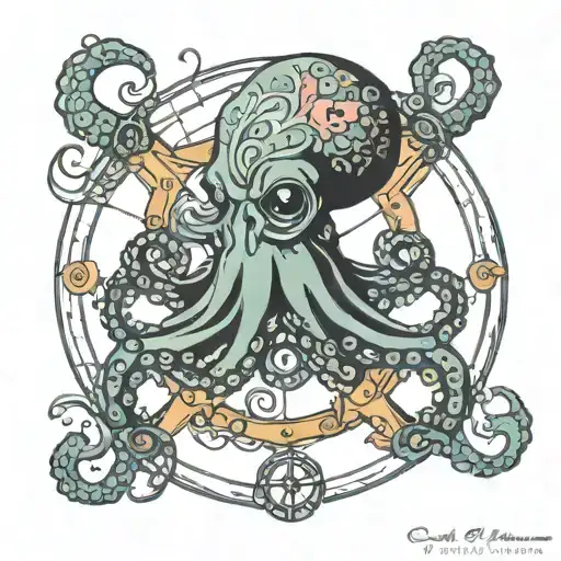 Octopus And Nautical Steering Wheel