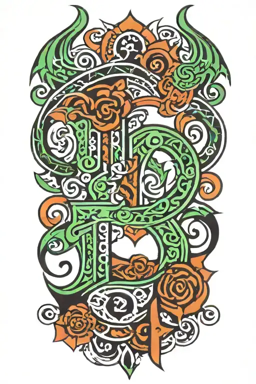 Number 12 Tribal Style In Black And Green