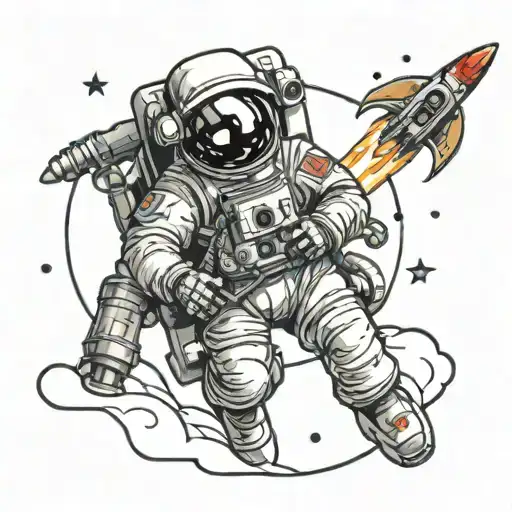 Astronaut With Rocket Ship