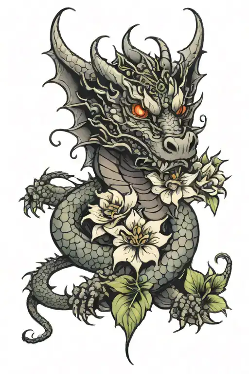 Dragon With Flowers