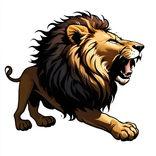 I Want A Tattoo A Realistic Lion Roaring About 15X15 In The Upper Right Of The Back