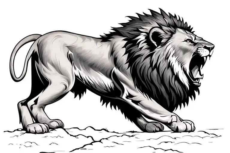I Want A Tattoo A Realistic Lion Roaring About 15X15 In The Upper Right Of The Back