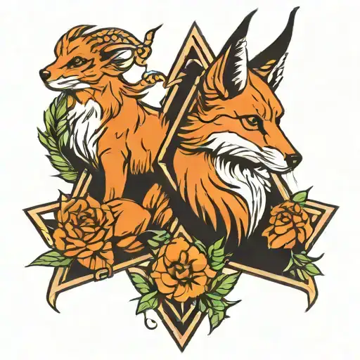 Capricorn And Fox In A Triangle