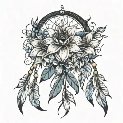 Lily Flowers And Dream Catcher