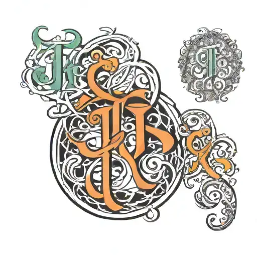 4 Sets Of Jgr Initials Intertwined In Circle