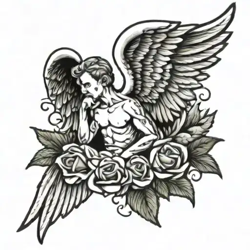 Memorial Tattoo Of Dad As Angel