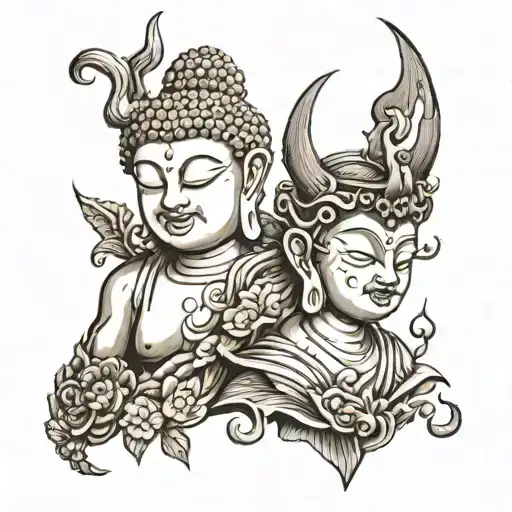 Buddha And Devil On Shoulder