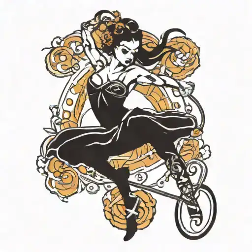 Gymnastics Twirling Black Silouette