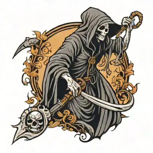 Female Grim Reaper Holding A Scythe