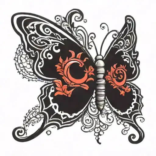 Name In Black With Red Butterfly