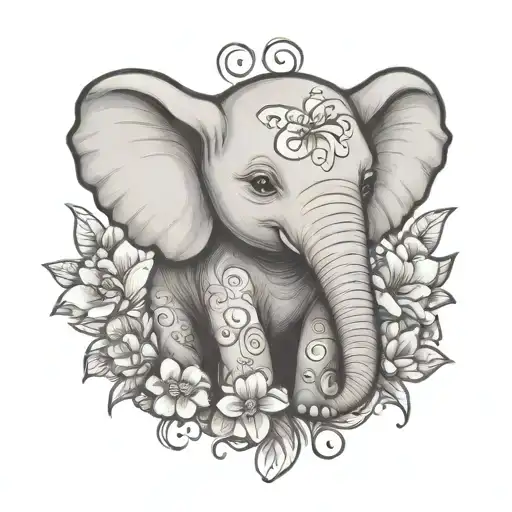 Baby Elephant Cute With Cursive Name Lily Grace