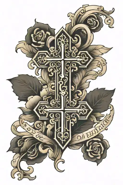 Plain Black Cross With Psalm 23 Next To It In Times New Roman