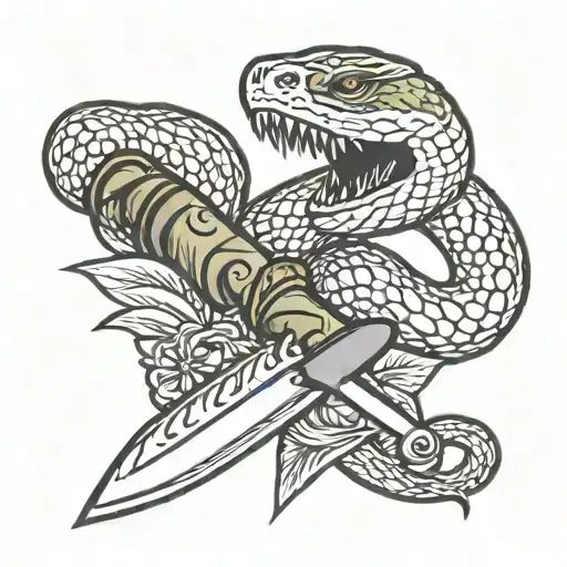 Knife With Snake Wrapped Round Dowards