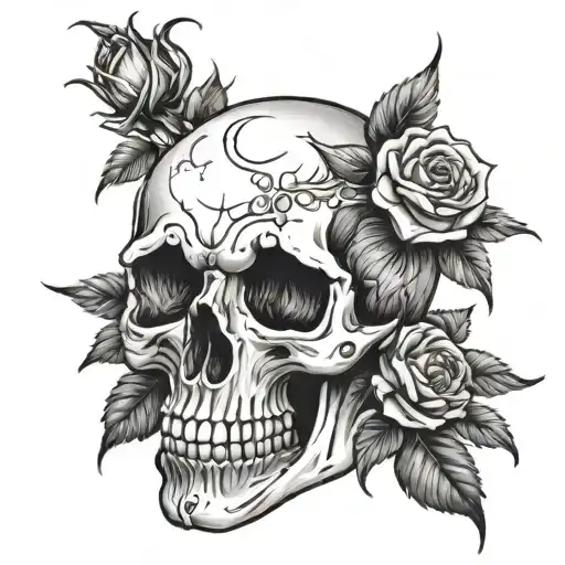 Moon Skull Roses