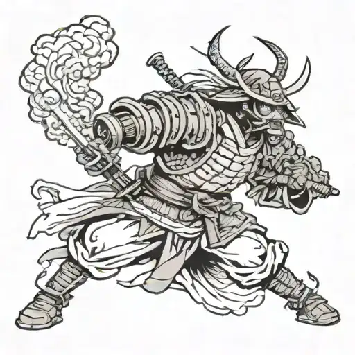 Samurai With Bazooka Rocket