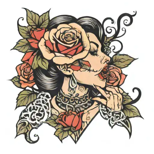 Woman Gagging On A Rose