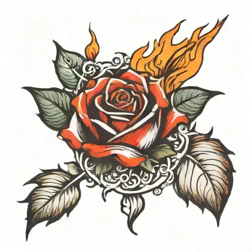 Burning Rose On The Hand