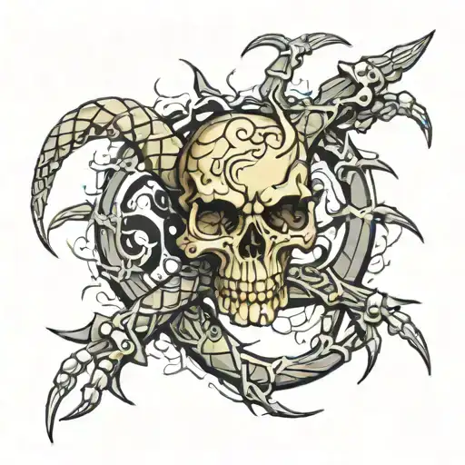 A Viper Skeleton Wrapped Aound Sharp Thorns