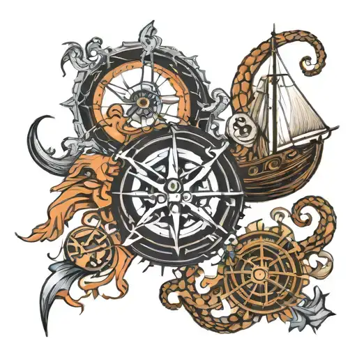 Kraken And Compass Intertwined