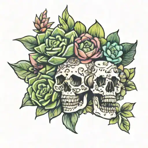 Skull Succulents Cactus Flower Bouquet
