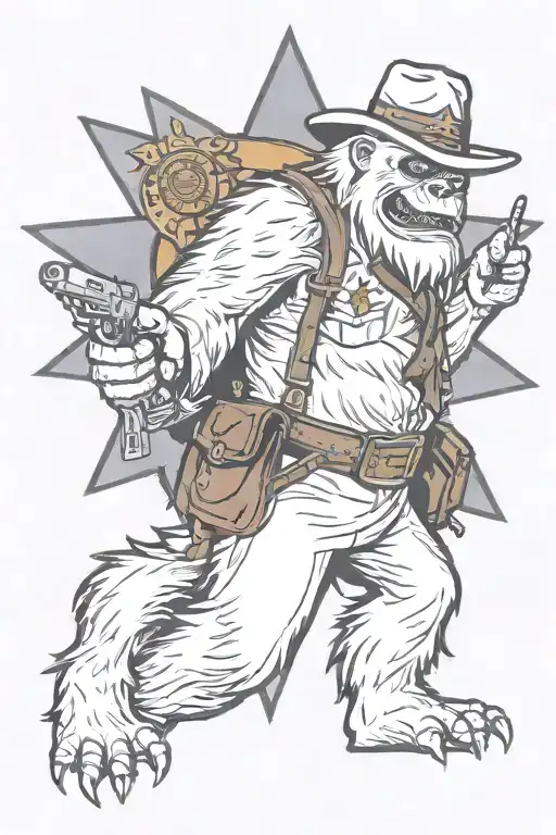 Abominable Snowman With A Sheriff's Badge On His Chest And A Black Necktie