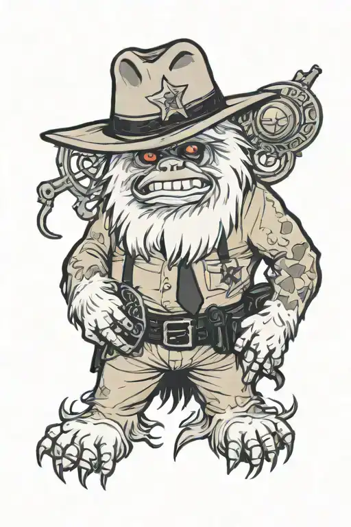 Abominable Snowman With A Sheriff's Badge On His Chest And A Black Necktie