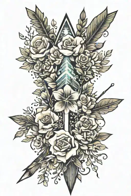 Arrow Surrounded With Flowers