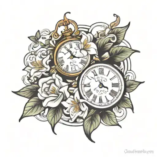 Jasmine Flowers And Clock Face