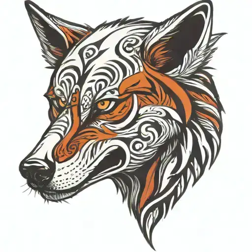 Wolf Head Half Face Hlaf Tribal