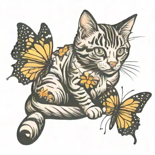 Cat And Butterfly