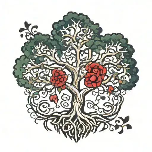 Tree Of Life With Roots Shaped Like Heart