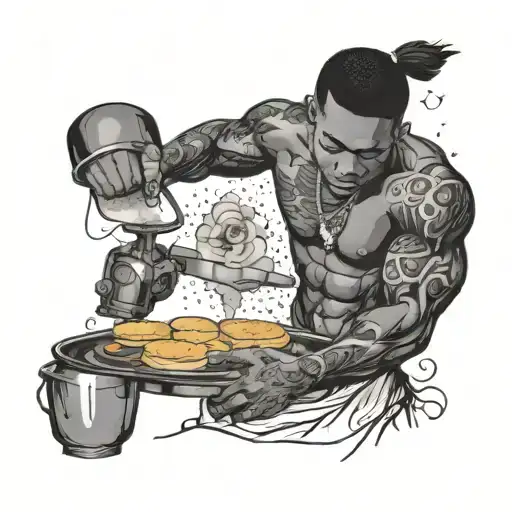 Muscular Black Boy Baking