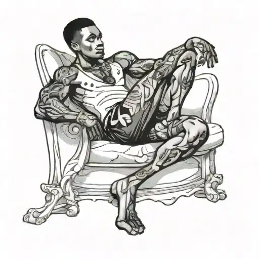 Muscular Black Boy Lounging On Bed